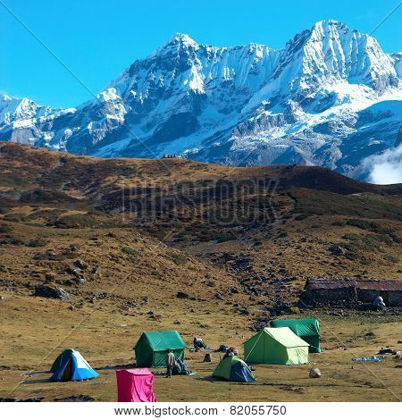 High Mountains, Covered By Snow.