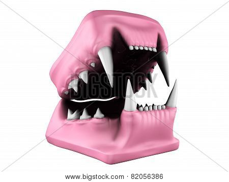 3D Model Of Cat Teeth Opened Cast.