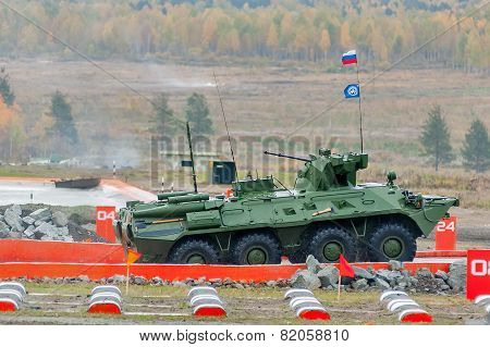 BTR-82A armoured personnel carrier in motion