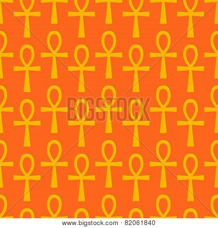Egyptian seamless pattern with Ankh an Egypt cross. Egypt hieroglyphs. Tribal art repeating backgrou