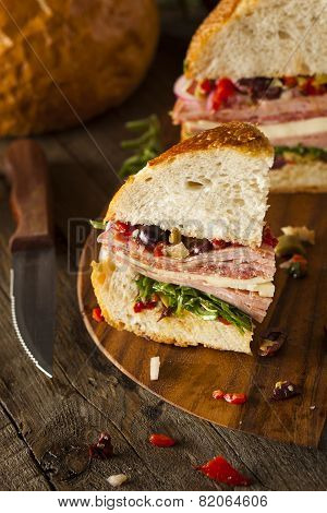 Cajun Muffaletta Sandwich With Meat And Cheese