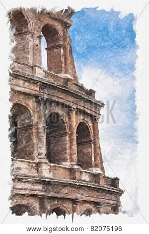 Painting of the coliseum