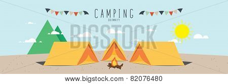 illustration vector of a campsite. (Day)