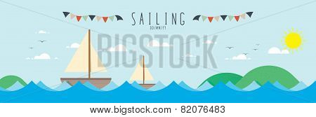 Sailing on the sea.
