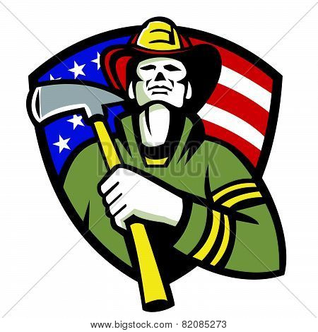 American Fireman Firefighter Emergency Worker