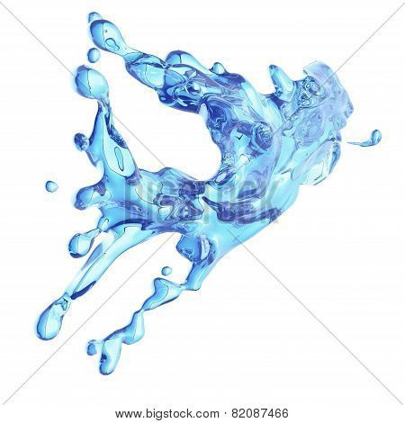 blue water splash isolated on white background