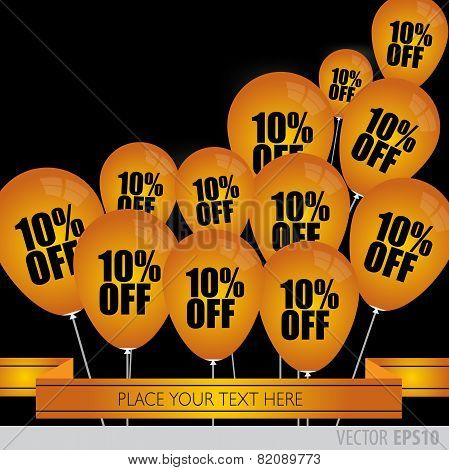 Orange Balloons With Sale Discounts 10 Percent.