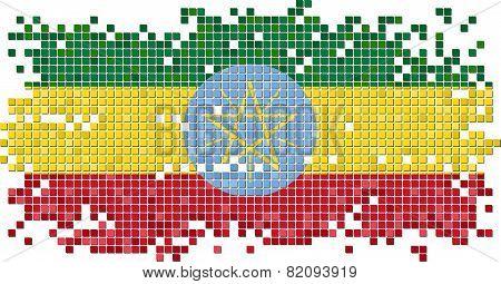 Ethiopian grunge tile flag. Vector illustration