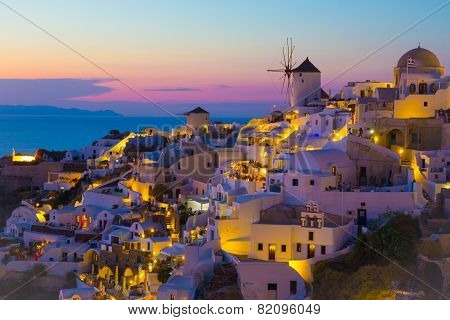 Sunset in Oia village, Santorini, GReece