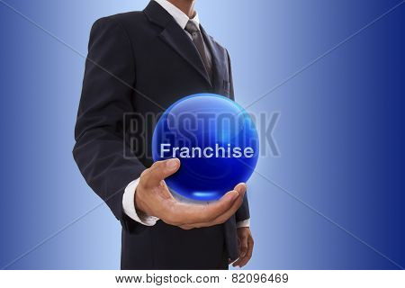 Businessman with franchise word.