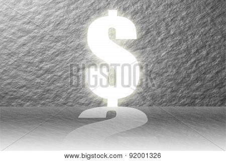 Businessman in suit stand and looking aim the door dollar sign.