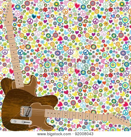 Flower Power Background With Quitars