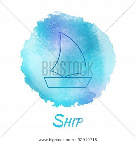 Sea Ship Marine Vector Watercolor Concept