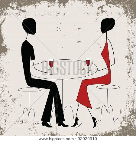 Man ad woman in a restaurant