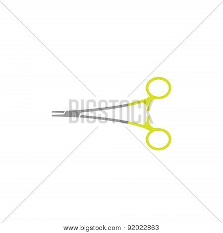 Flat Icon of Orthopedic Needle Holder Isolated on White Background