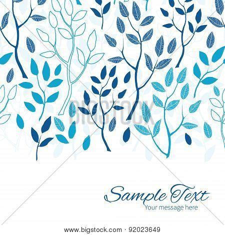 Vector blue forest horizontal border card template