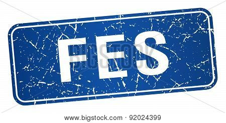 Fes Blue Stamp Isolated On White Background