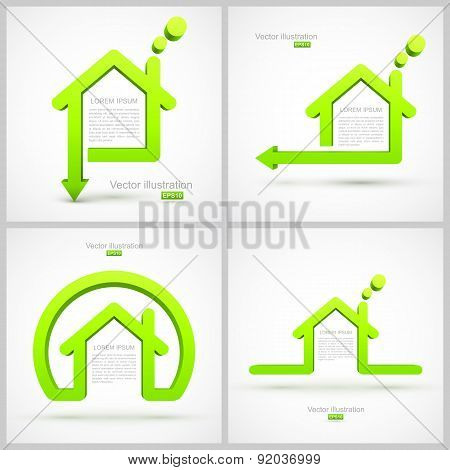 Set of green house symbols