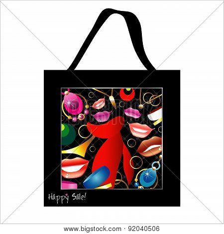 Shopping Bag Design With Woman Jewelry