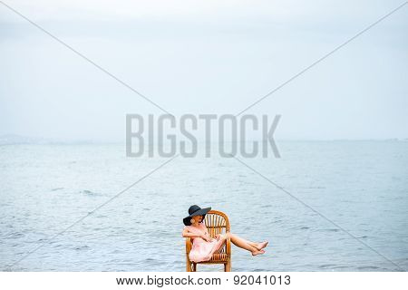 Woman resting on the beach