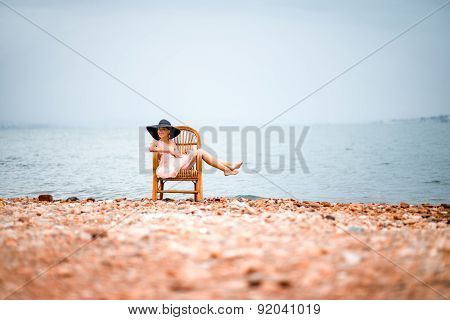 Woman resting on the beach
