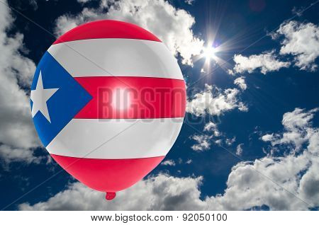 Balloon With Flag Of Puertorico On Sky