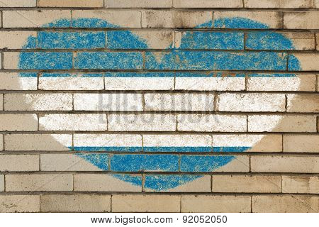 Heart Shape Flag Of El Salvador On Brick Wall