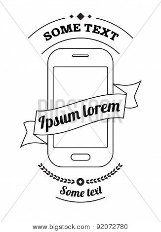 Mobile phone logo with ribbon and text