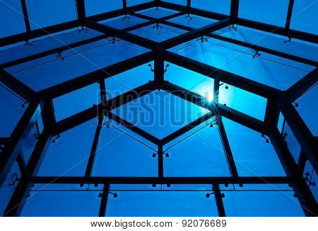Big blue windows on sunny day