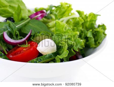 fresh vegetable salad in bowl close up