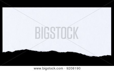 Seitenanfang Papier abgerissen und isoliert auf schwarz.