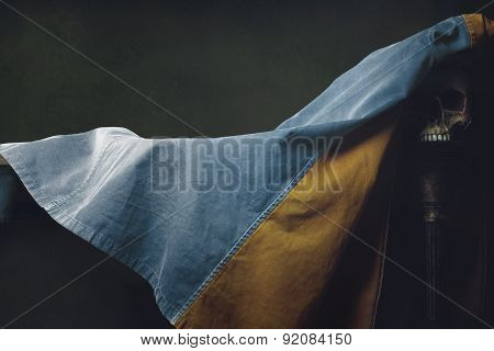 Vanitas Of The Ukrainian Flag With Human Skull