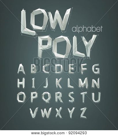 low poly alphabet font. Vector illustration