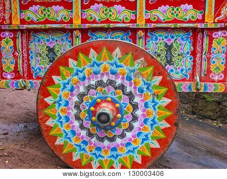 A traditional decorated Costa Rican ox cart