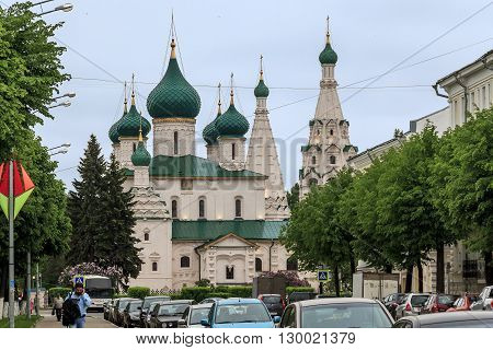 Yaroslavl, Russia - May 23: Church of Elijah the Prophet is an outstanding architectural monument of the XVII century Yaroslavl school of architecture May 23, 2013 in Yaroslavl, Russia.