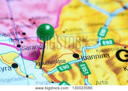 Igoumenitsa pinned on a map of Greece