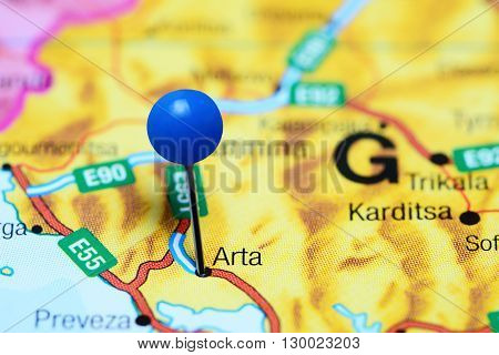 Arta pinned on a map of Greece
