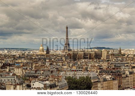 Paris, France - May 13: This is view of Paris from the heights of Notre-Dame de Paris May 13, 2013 in Paris, France.