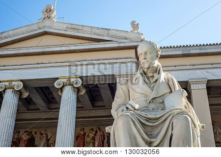 statue of Greek philosopher Adamantios Korais in Athens