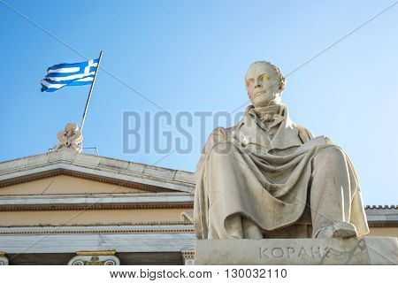 statue of Greek philosopher Adamantios Korais in Athens