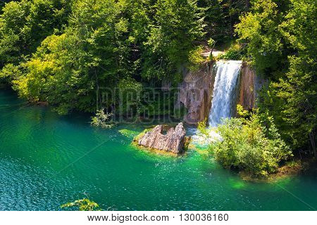 National park The Plitvice Lakes in Croatia. Veiw from above.