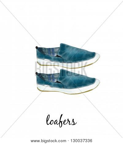 Shoes watercolor illustration isoladed on white background