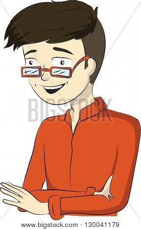 A vector illustration of a young happy man posing
