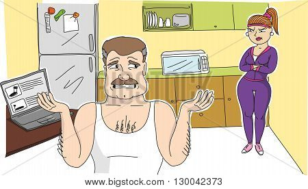 An vector image of a angry woman and her husband
