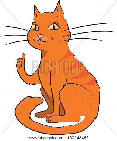 Cartoon vector illustration of orange cat thumbs up