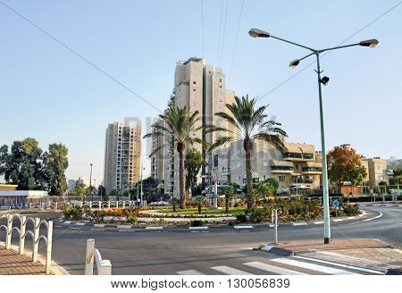 BEER SHEVA ISRAEL - DECEMBER 06 2014: New district with modern buildings and roundabout in Beer Sheva