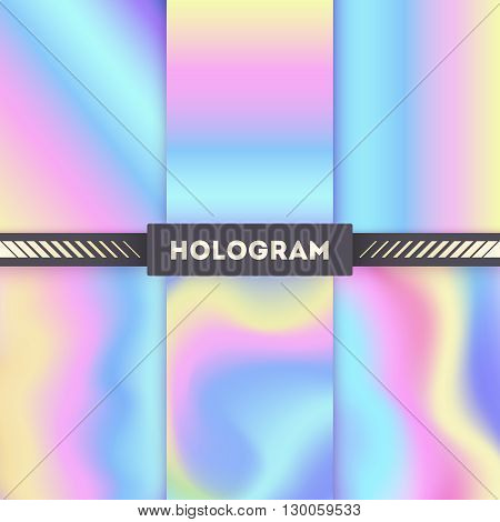 Colored hologram vector backgrounds for sticker. Hologram pattern color tone and bright rainbow shiny hologram illustration