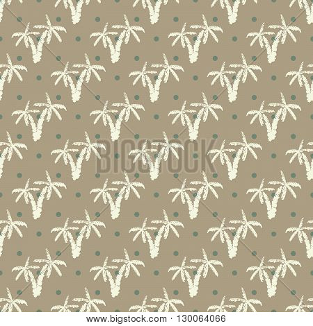 Seamless Pattern Background With Hand Drawn Palm Trees, Summer Semless, Background, Vector Illustrat