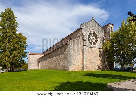 Santa Clara Church with the Rose or Catherine Window. 13th century Mendicant Gothic Architecture. Santarem, Portugal.