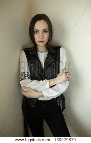 Portrait of a beautiful woman. glamorous portrait of young beautiful woman outdoor. Portrait of a cute woman. Portrait Of Young Smiling Beautiful Woman.